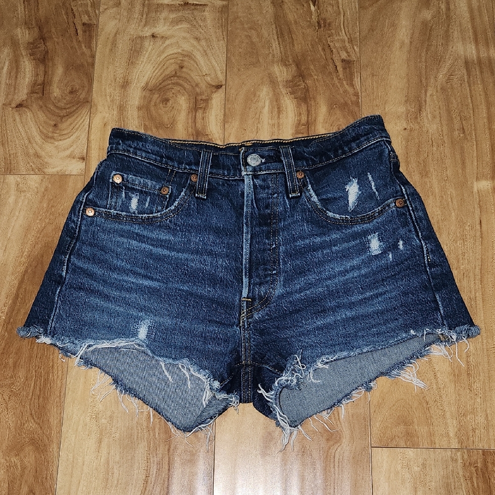 Levi's Blue Distressed Jean Shorts Cut-Off Style